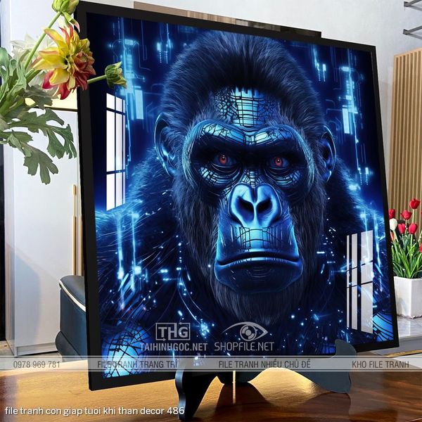 file tranh con giap tuoi khi than decor 486