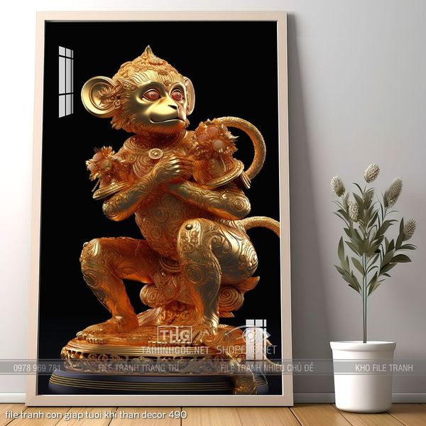 file tranh con giap tuoi khi than decor 490
