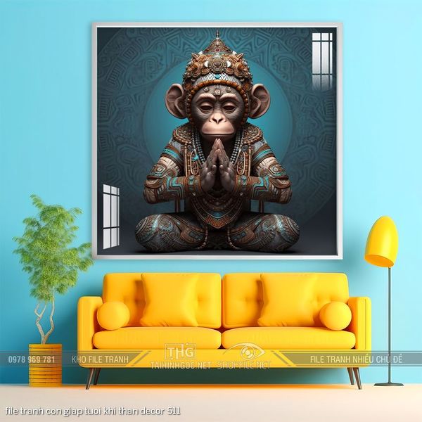 file tranh con giap tuoi khi than decor 511