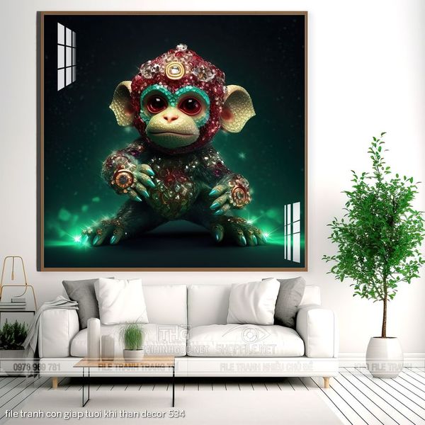 file tranh con giap tuoi khi than decor 534