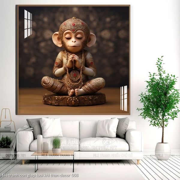 file tranh con giap tuoi khi than decor 558