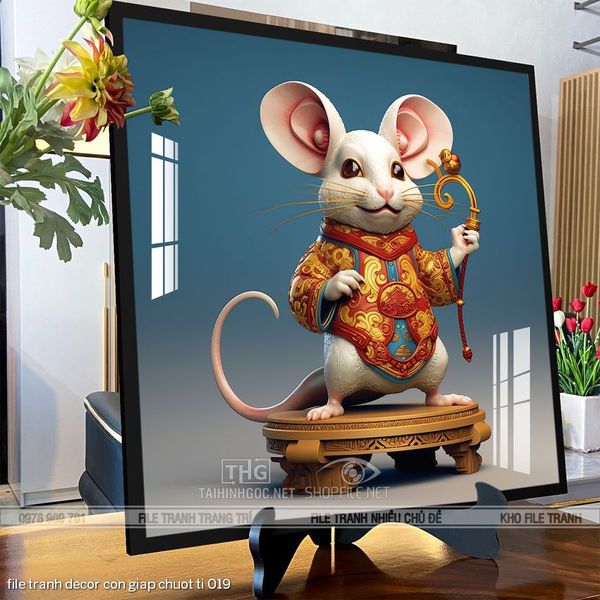 file tranh decor con giap chuot ti 019