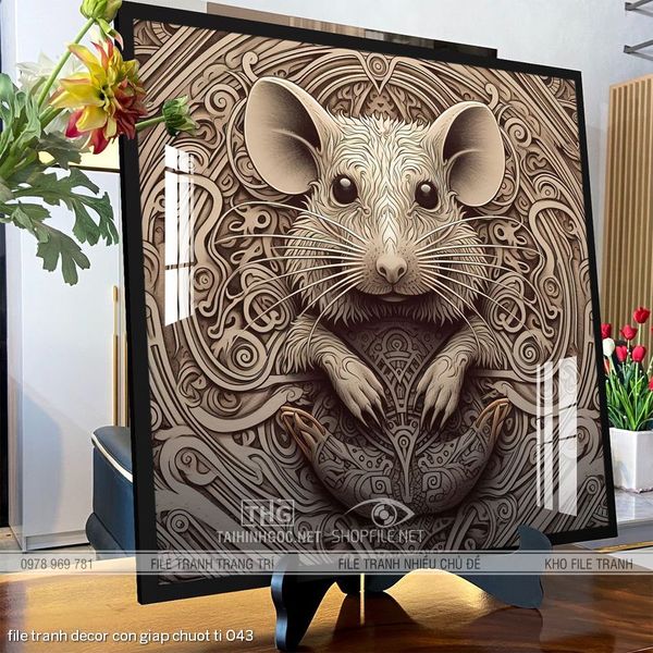 file tranh decor con giap chuot ti 043