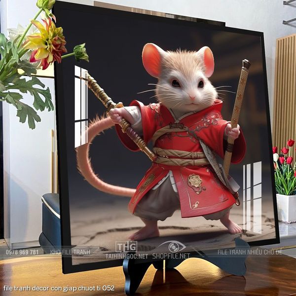 file tranh decor con giap chuot ti 052