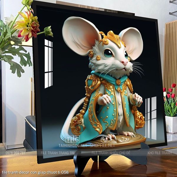 file tranh decor con giap chuot ti 058