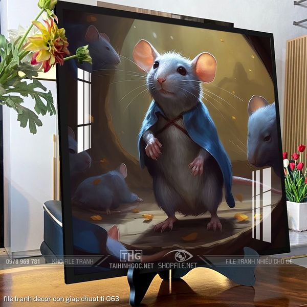 file tranh decor con giap chuot ti 063