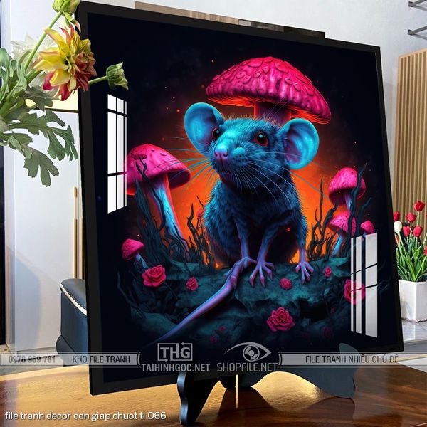 file tranh decor con giap chuot ti 066