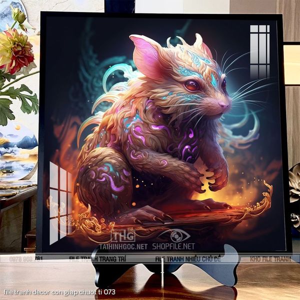 file tranh decor con giap chuot ti 073