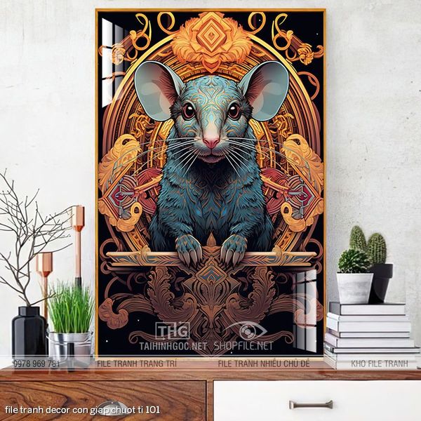 file tranh decor con giap chuot ti 101
