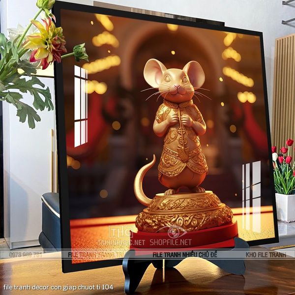 file tranh decor con giap chuot ti 104