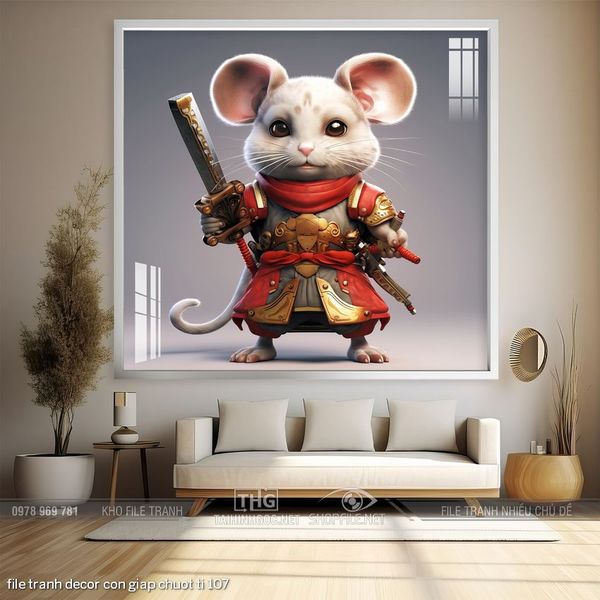 file tranh decor con giap chuot ti 107