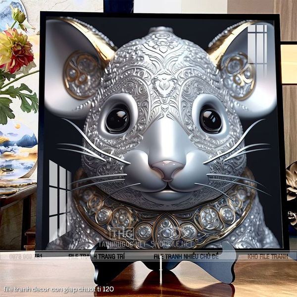 file tranh decor con giap chuot ti 120