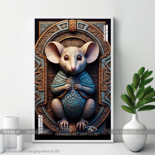 file tranh decor con giap chuot ti 123