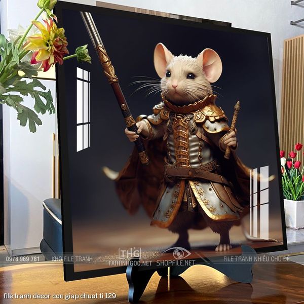 file tranh decor con giap chuot ti 129