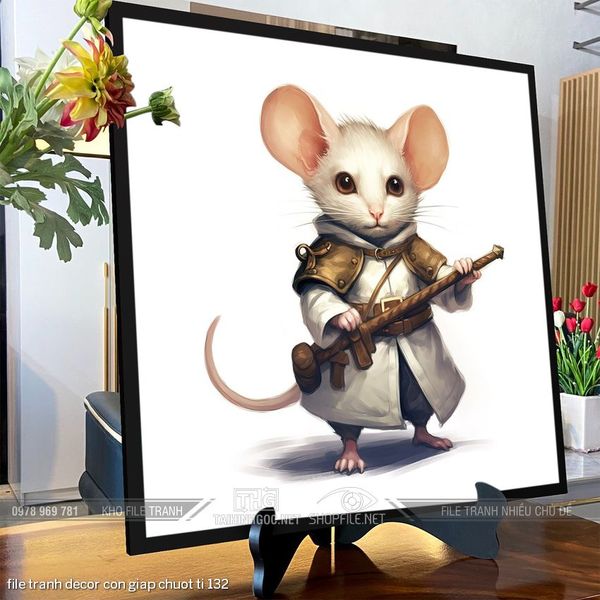 file tranh decor con giap chuot ti 132