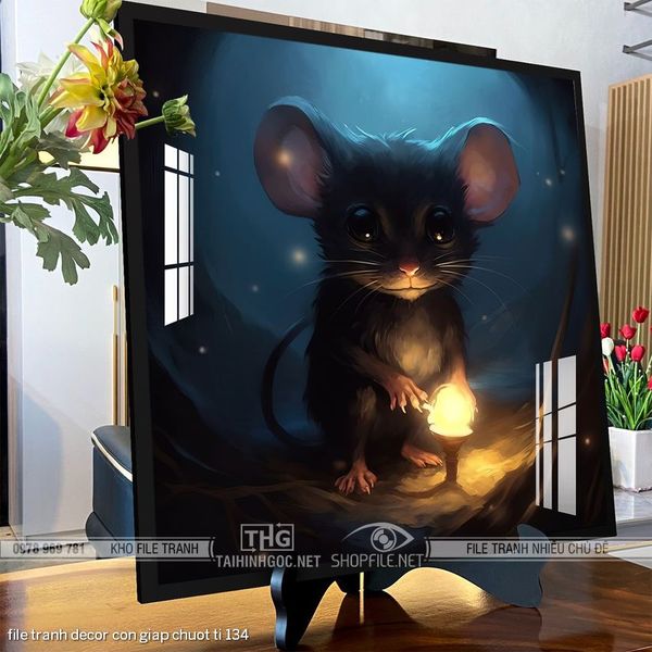 file tranh decor con giap chuot ti 134