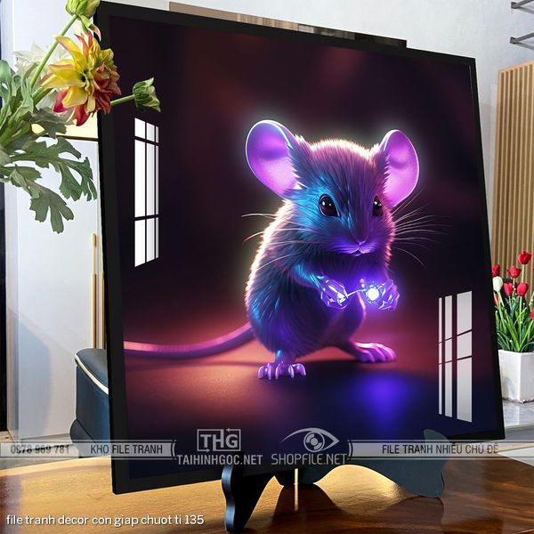 file tranh decor con giap chuot ti 135