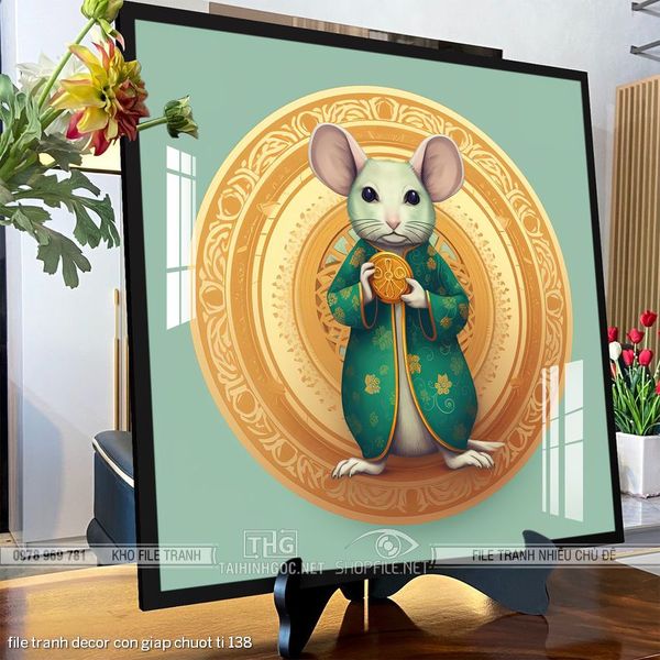 file tranh decor con giap chuot ti 138