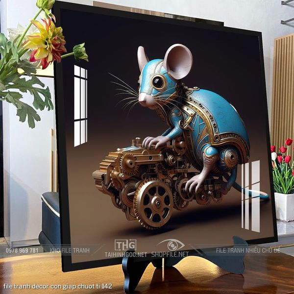 file tranh decor con giap chuot ti 142