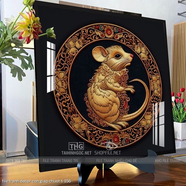 file tranh decor con giap chuot ti 156