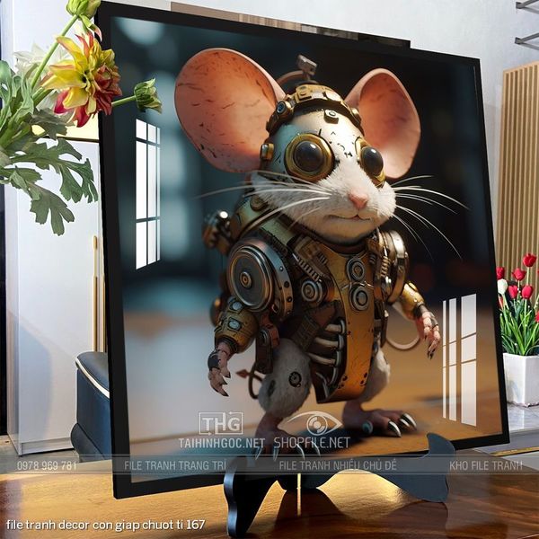 file tranh decor con giap chuot ti 167