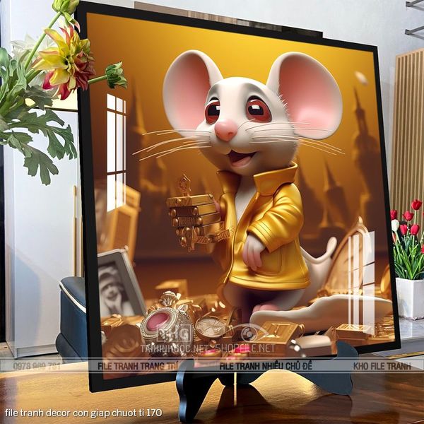 file tranh decor con giap chuot ti 170