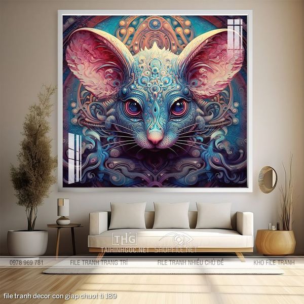 file tranh decor con giap chuot ti 189