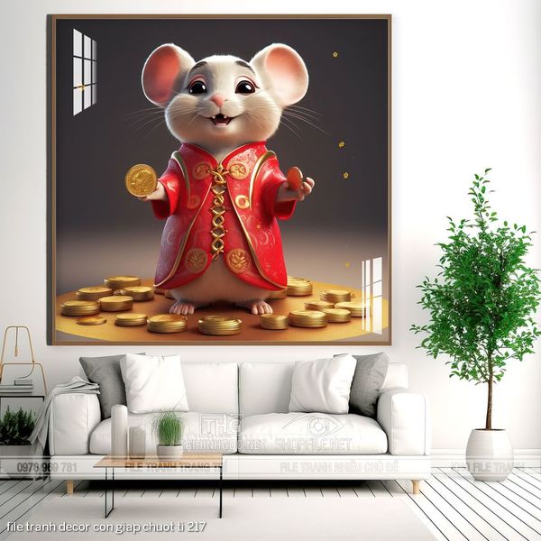 file tranh decor con giap chuot ti 217