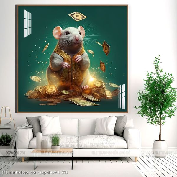 file tranh decor con giap chuot ti 221