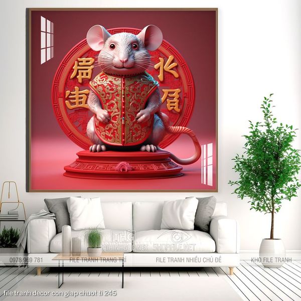 file tranh decor con giap chuot ti 245