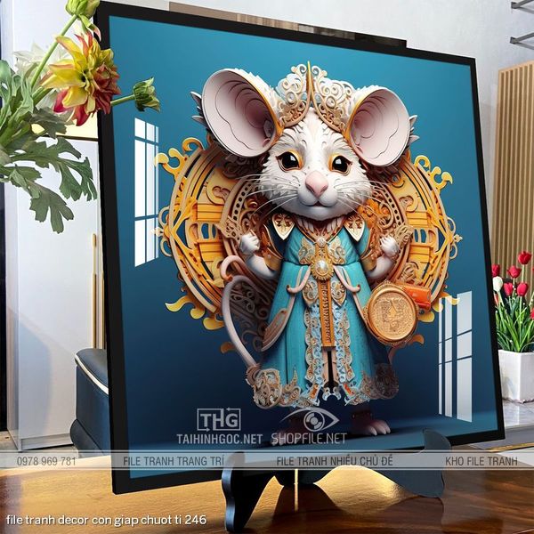 file tranh decor con giap chuot ti 246