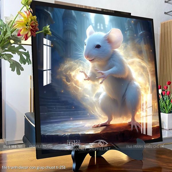 file tranh decor con giap chuot ti 251