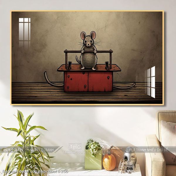 file tranh decor con giap chuot ti 256