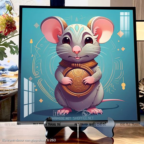 file tranh decor con giap chuot ti 260