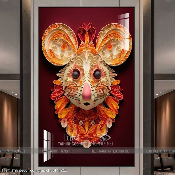 file tranh decor con giap chuot ti 261