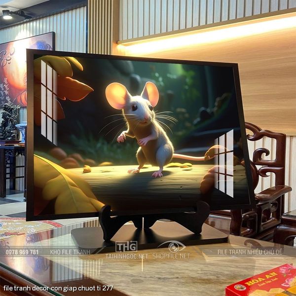 file tranh decor con giap chuot ti 277