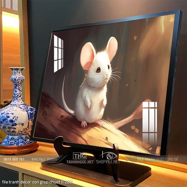 file tranh decor con giap chuot ti 283