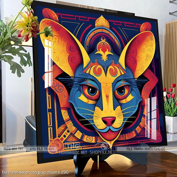 file tranh decor con giap chuot ti 290