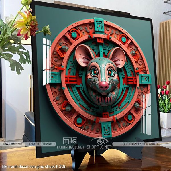 file tranh decor con giap chuot ti 319
