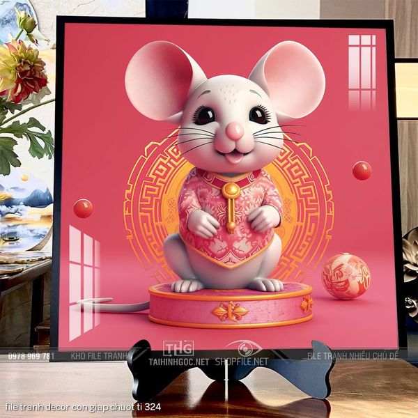 file tranh decor con giap chuot ti 324