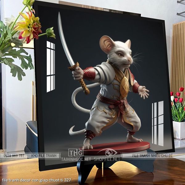 file tranh decor con giap chuot ti 327