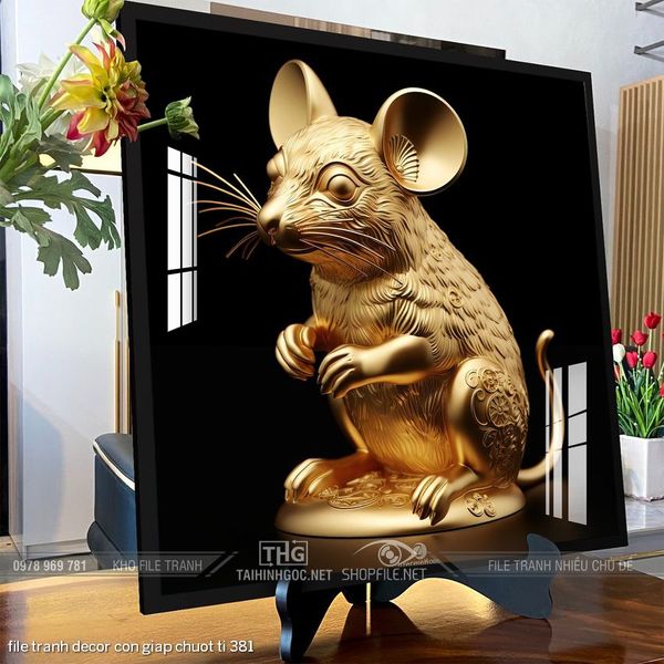 file tranh decor con giap chuot ti 381