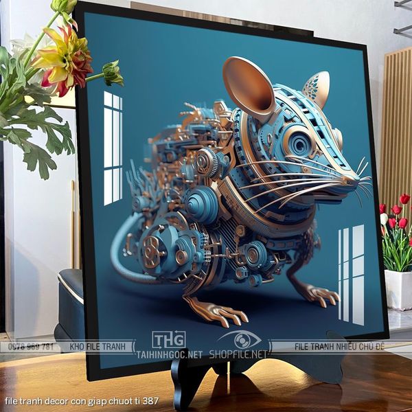 file tranh decor con giap chuot ti 387