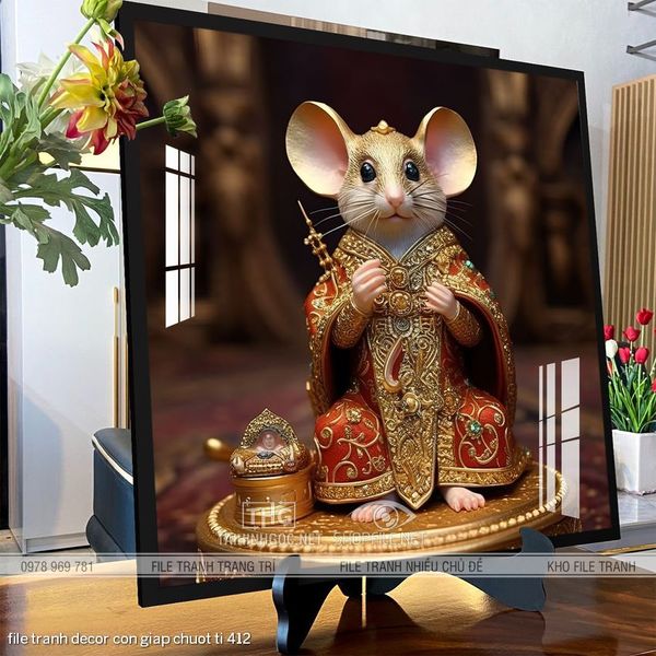 file tranh decor con giap chuot ti 412