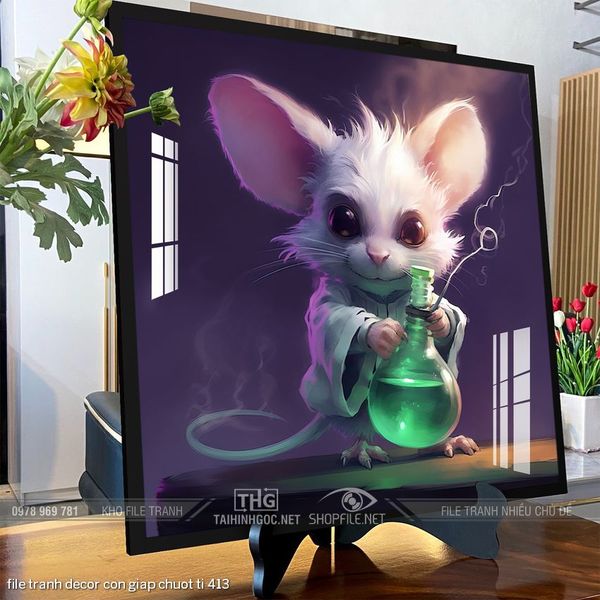 file tranh decor con giap chuot ti 413