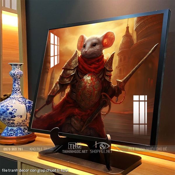 file tranh decor con giap chuot ti 420