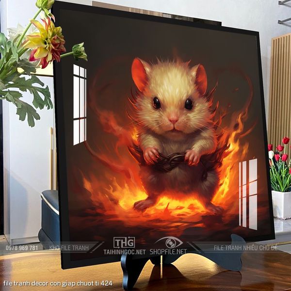 file tranh decor con giap chuot ti 424