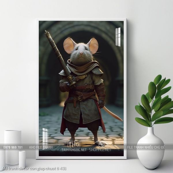 file tranh decor con giap chuot ti 431