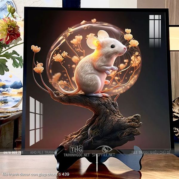 file tranh decor con giap chuot ti 439