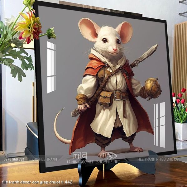 file tranh decor con giap chuot ti 442